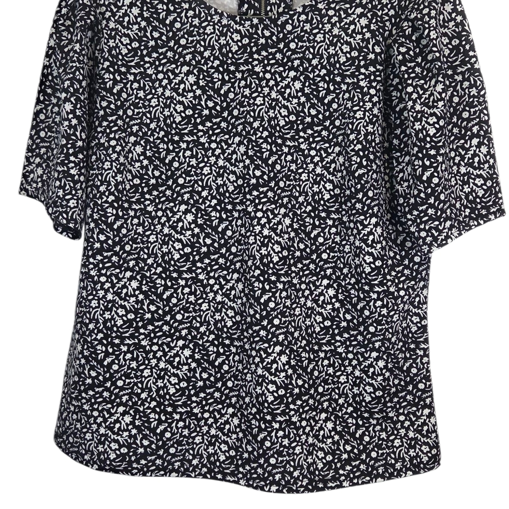 Floral Black‎ and White Women's Top